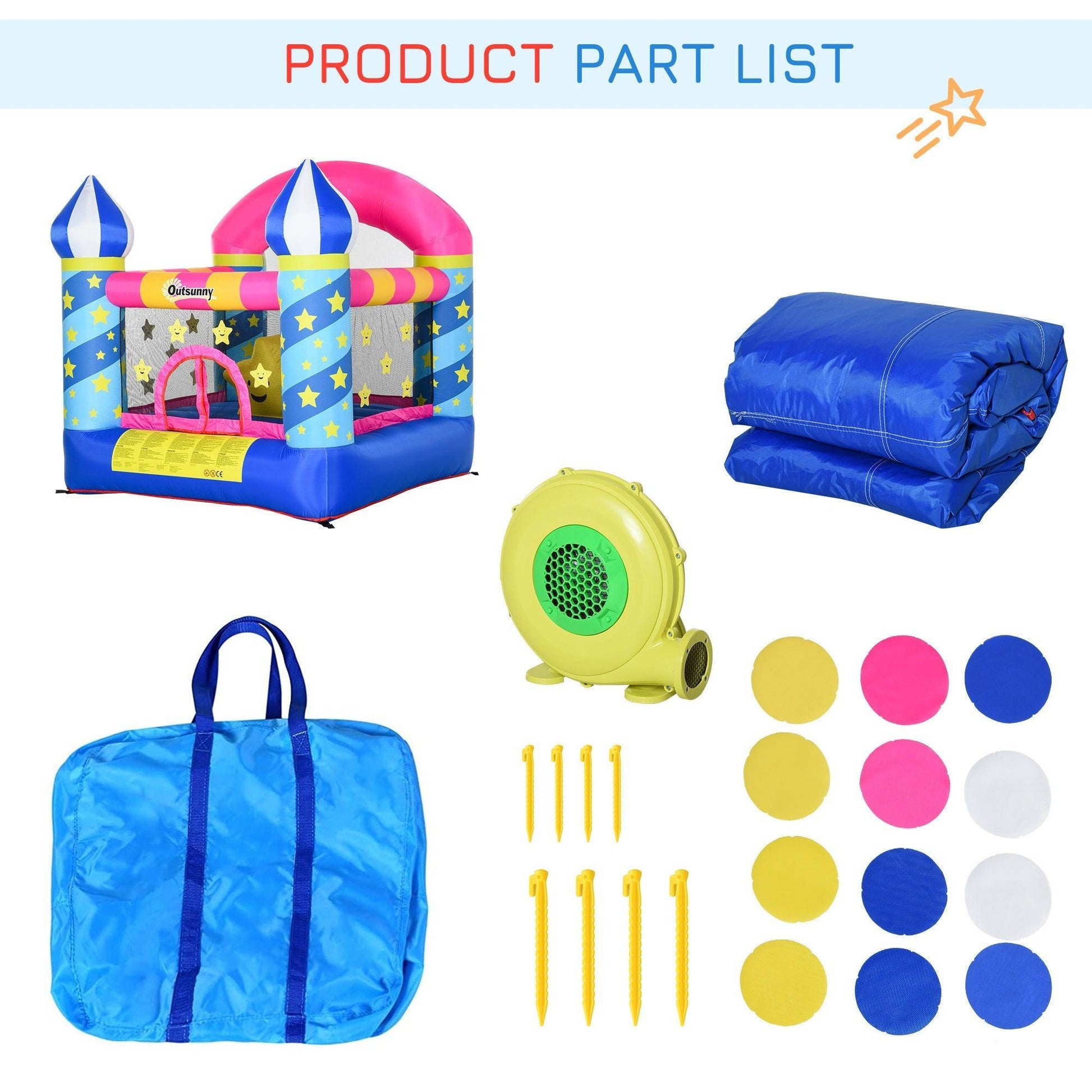 Outsunny Kids Bounce Castle- Inflatable Trampoline for Age 3-12 - ALL4U RETAILER LTD