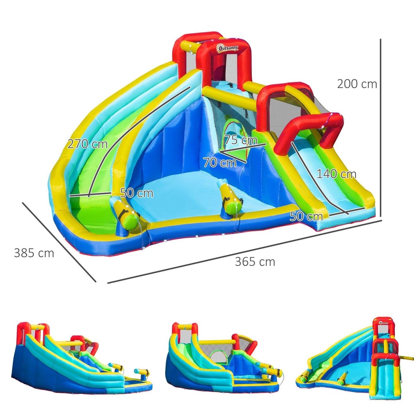 Outsunny Kids Bounce Castle with Trampoline, Slide, and Pool - ALL4U RETAILER LTD