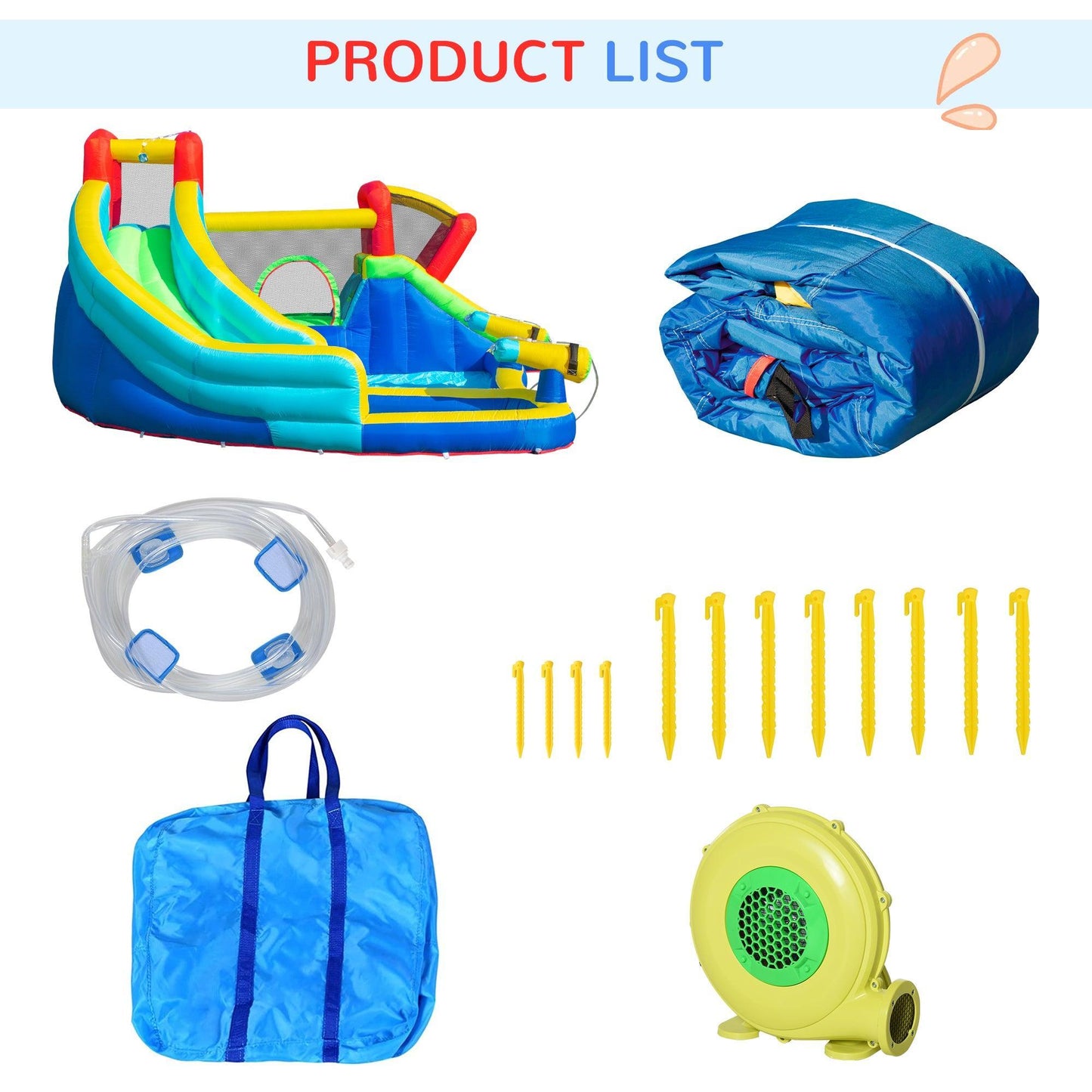 Outsunny Kids Bounce Castle with Trampoline, Slide, and Pool - ALL4U RETAILER LTD