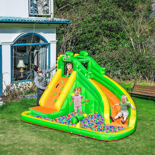 Outsunny Kids Crocodile Inflatable Bouncy Castle with Slide & Pool - ALL4U RETAILER LTD