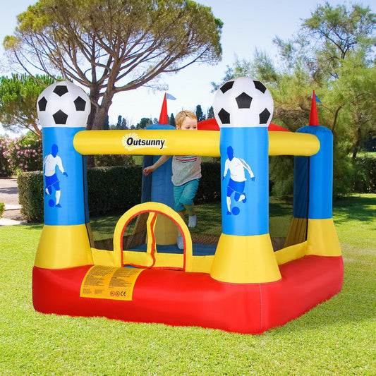 Outsunny Kids Football Field Inflatable Trampoline - Age 3-12 - 2.25m - ALL4U RETAILER LTD