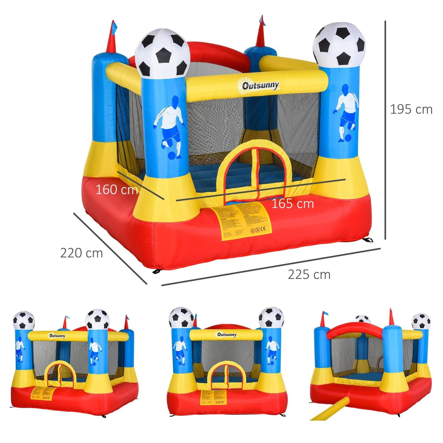 Outsunny Kids Football Field Inflatable Trampoline - Age 3-12 - 2.25m - ALL4U RETAILER LTD