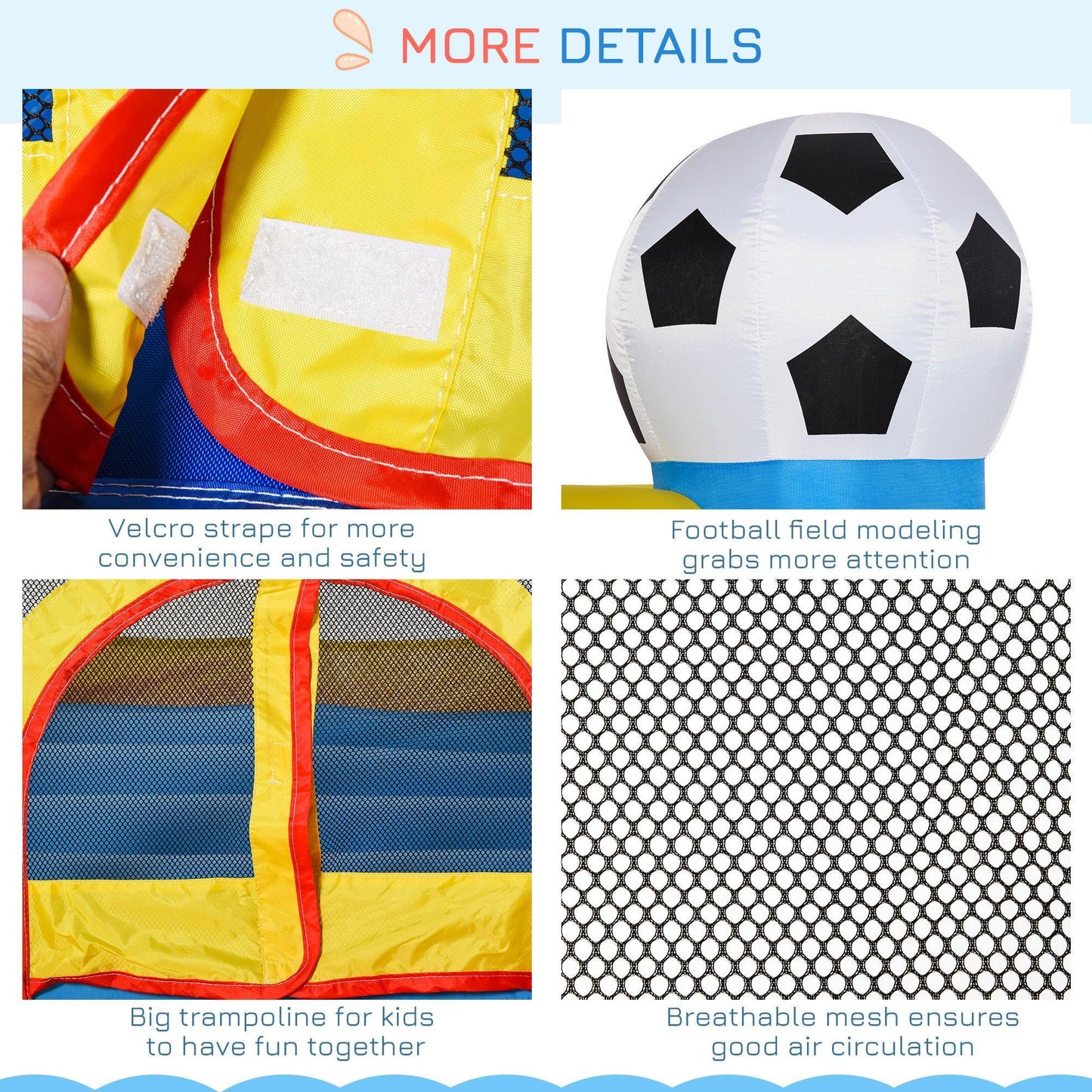 Outsunny Kids Football Field Inflatable Trampoline - Age 3-12 - 2.25m - ALL4U RETAILER LTD