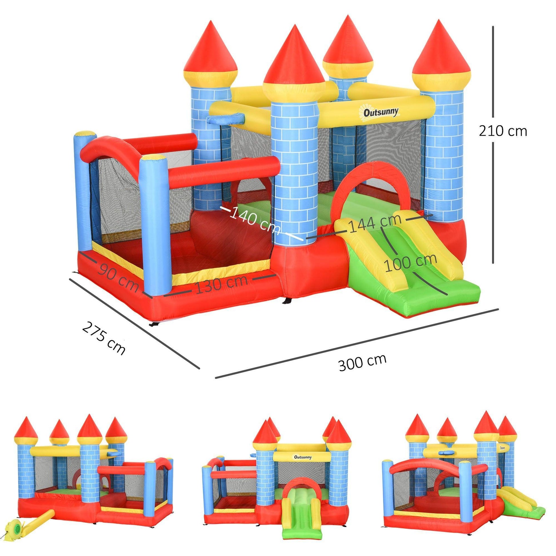 Outsunny Kids Inflatable Bounce Castle 4-in-1 - Perfect for Ages 3-10 - ALL4U RETAILER LTD