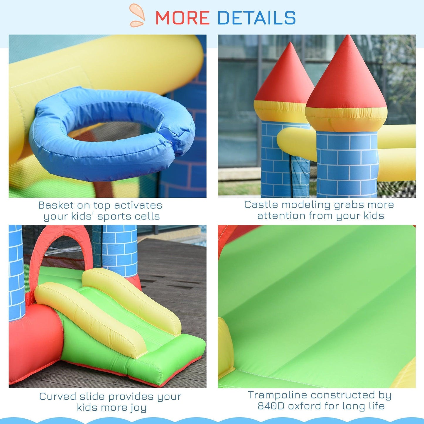 Outsunny Kids Inflatable Bounce Castle 4-in-1 - Perfect for Ages 3-10 - ALL4U RETAILER LTD