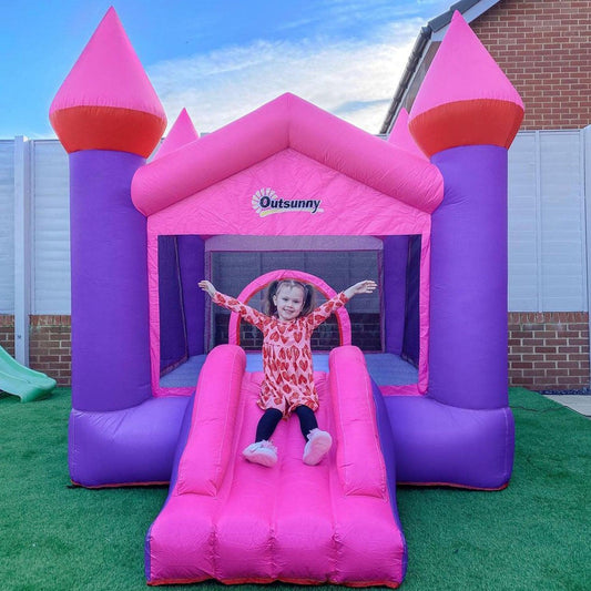 Outsunny Kids Inflatable Bounce Castle with Slide and Trampoline - ALL4U RETAILER LTD