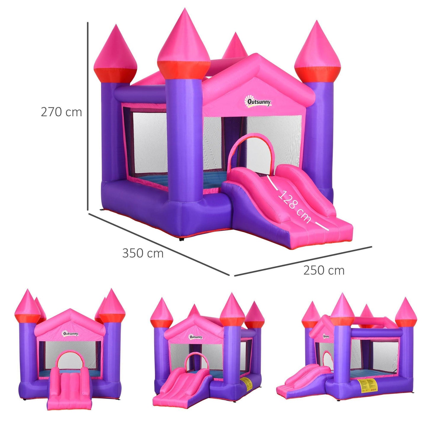 Outsunny Kids Inflatable Bounce Castle with Slide and Trampoline - ALL4U RETAILER LTD