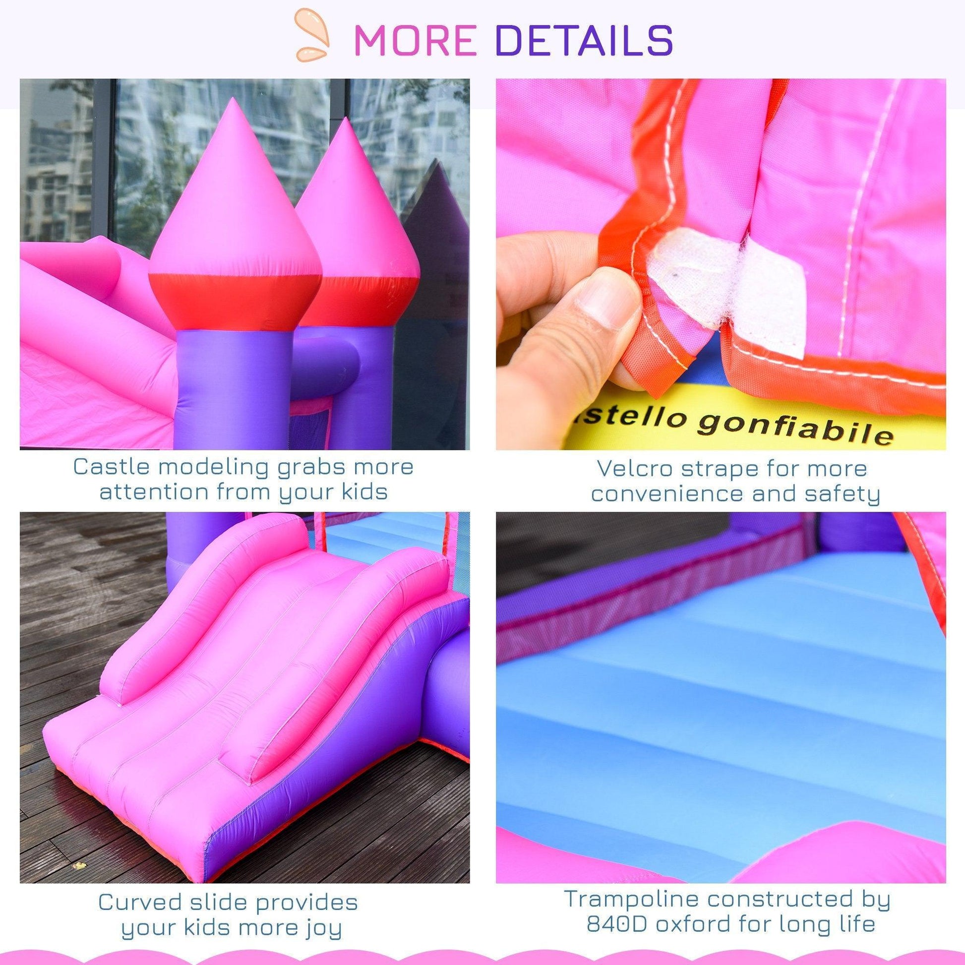 Outsunny Kids Inflatable Bounce Castle with Slide and Trampoline - ALL4U RETAILER LTD