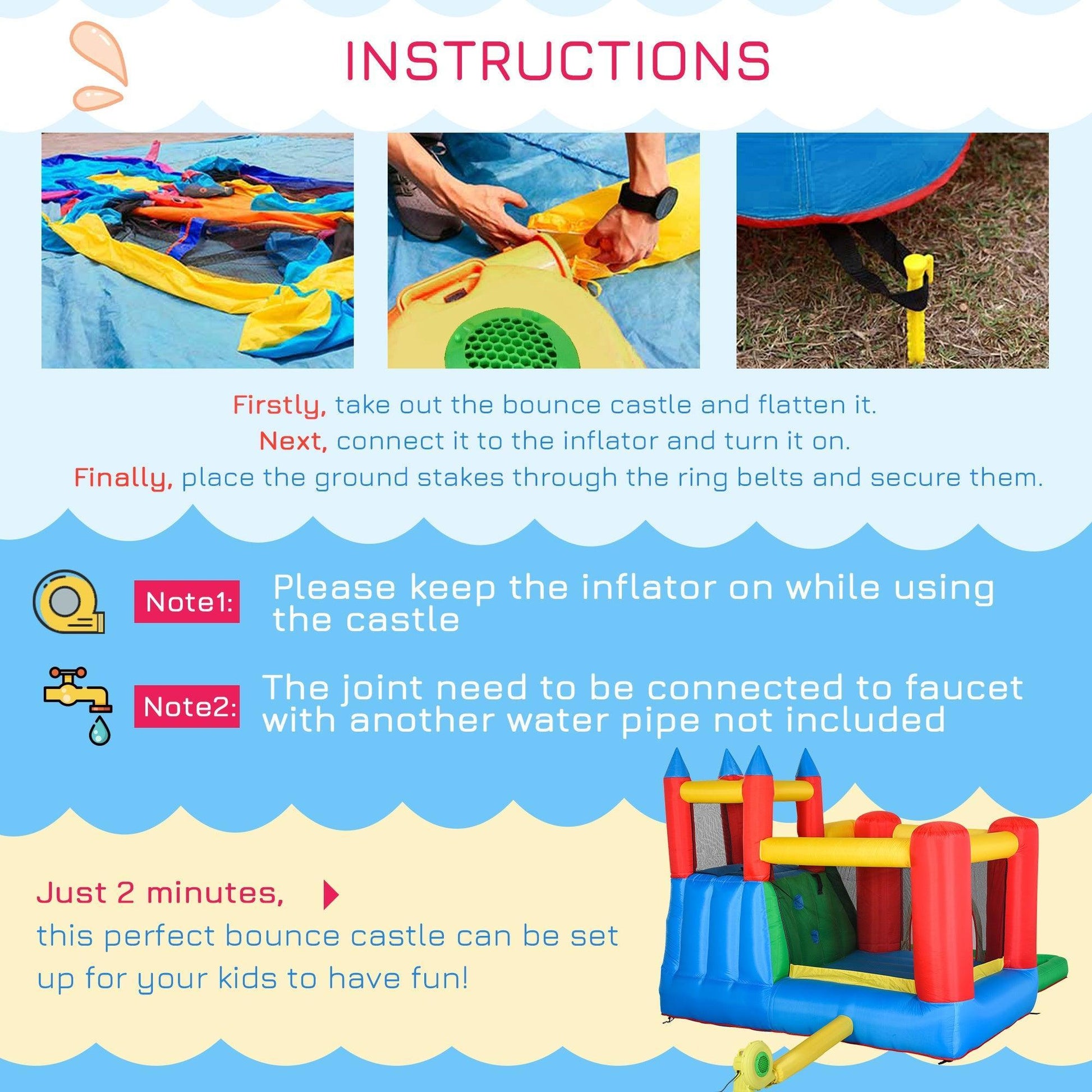 Outsunny Kids Inflatable Water Slide: Fun & Exciting 6-in-1 - ALL4U RETAILER LTD