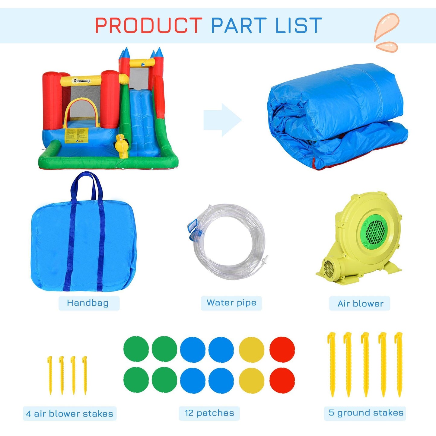 Outsunny Kids Inflatable Water Slide: Fun & Exciting 6-in-1 - ALL4U RETAILER LTD