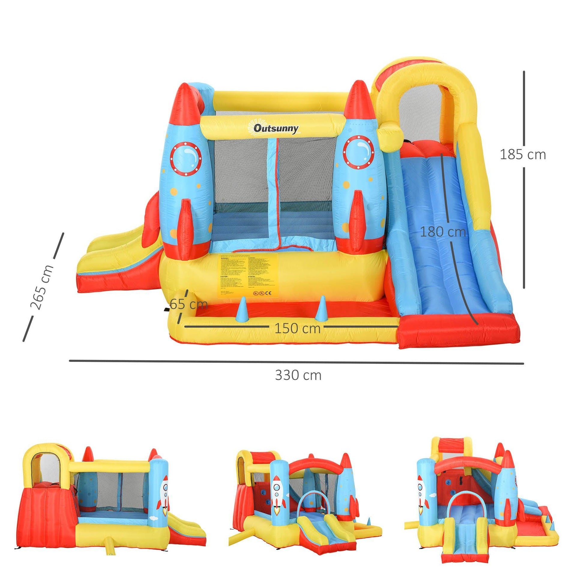 Outsunny Kids Rocket Bounce Castle - ALL4U RETAILER LTD