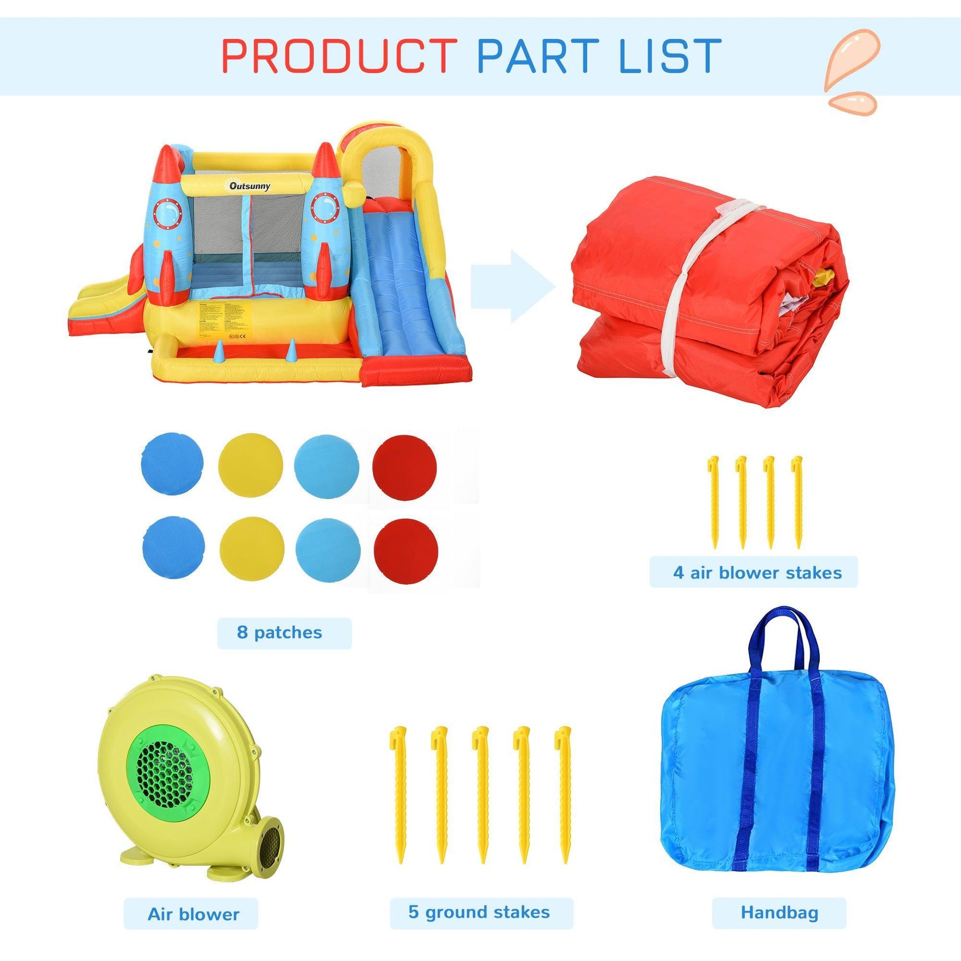 Outsunny Kids Rocket Bounce Castle - ALL4U RETAILER LTD