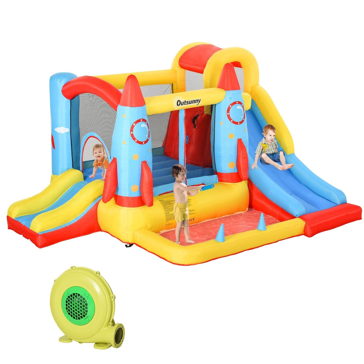 Outsunny Kids Rocket Bounce Castle - ALL4U RETAILER LTD