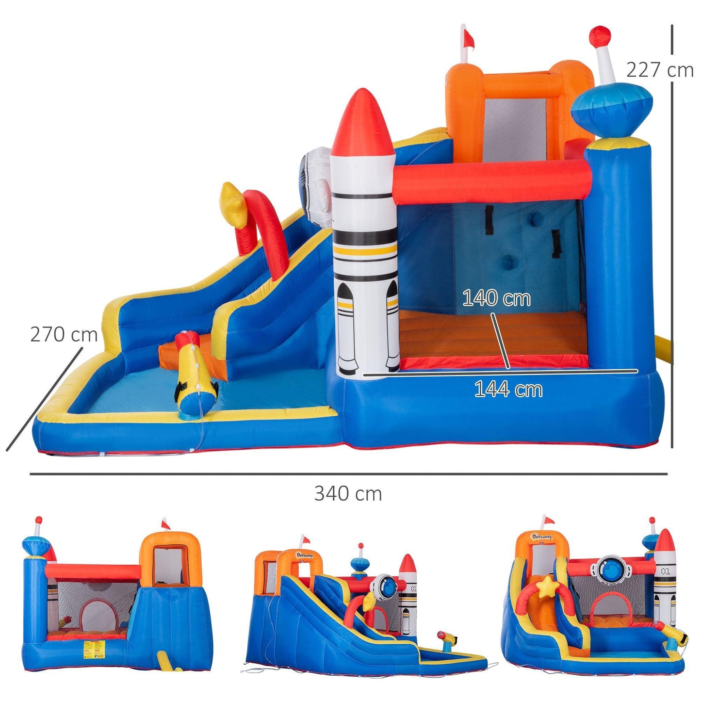 Outsunny Kids Water Slide Bounce Castle with Trampoline - ALL4U RETAILER LTD