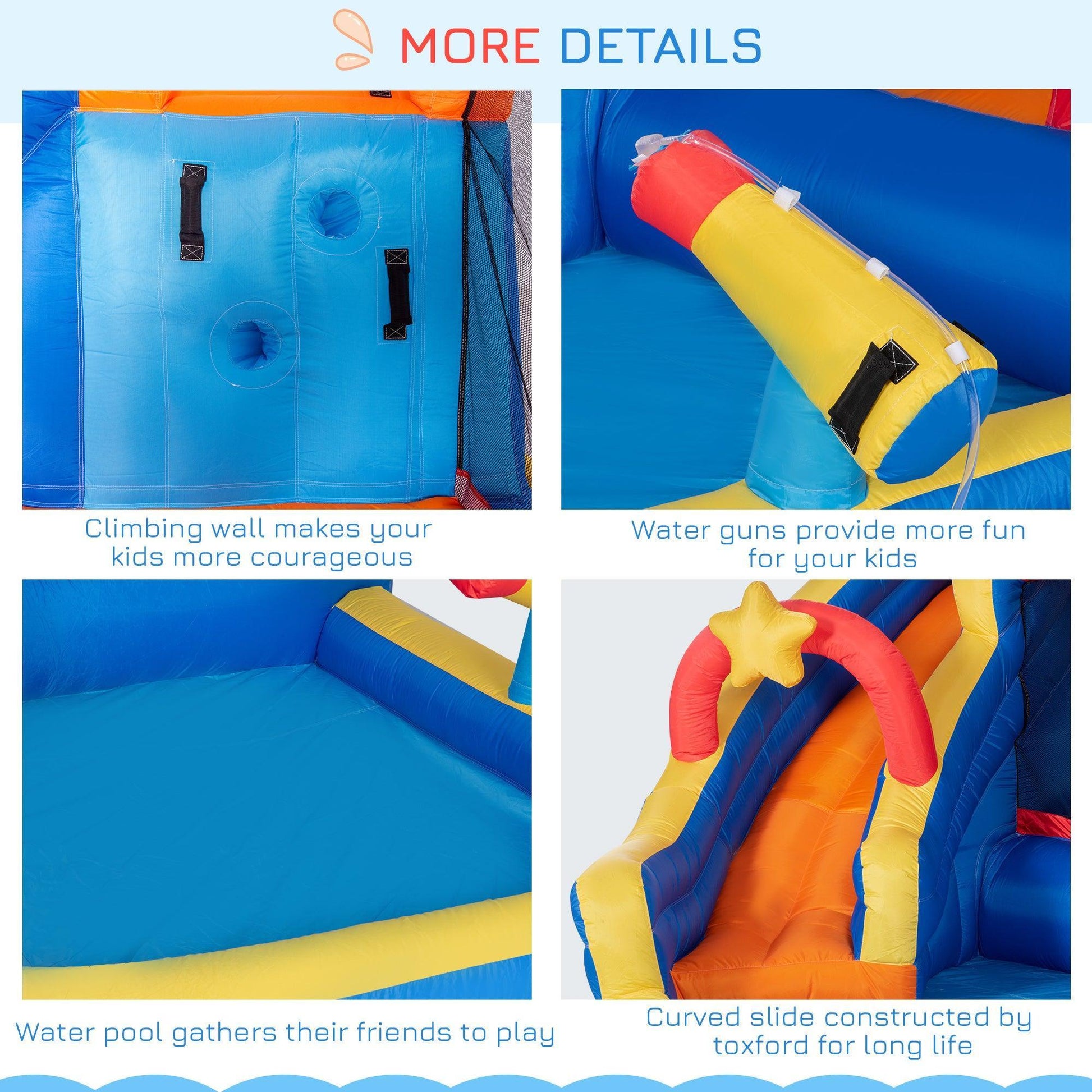 Outsunny Kids Water Slide Bounce Castle with Trampoline - ALL4U RETAILER LTD