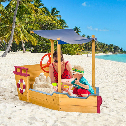 Outsunny Kids Wooden Sandbox Play Station - Outdoor Fun for Ages 3-8 - ALL4U RETAILER LTD