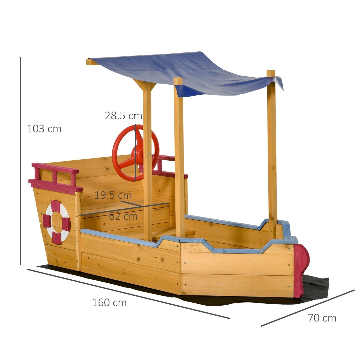 Outsunny Kids Wooden Sandbox Play Station - Outdoor Fun for Ages 3-8 - ALL4U RETAILER LTD