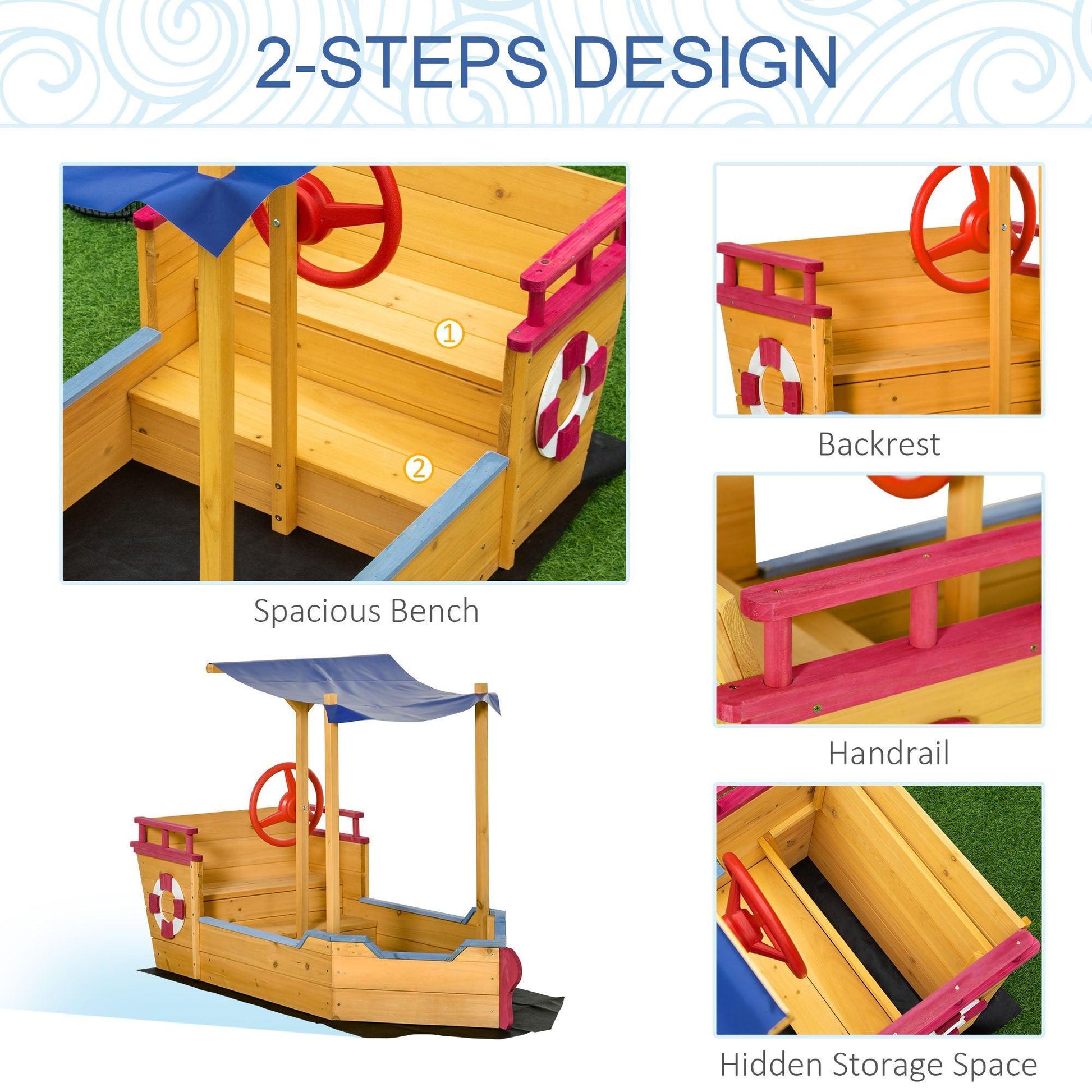 Outsunny Kids Wooden Sandbox Play Station - Outdoor Fun for Ages 3-8 - ALL4U RETAILER LTD