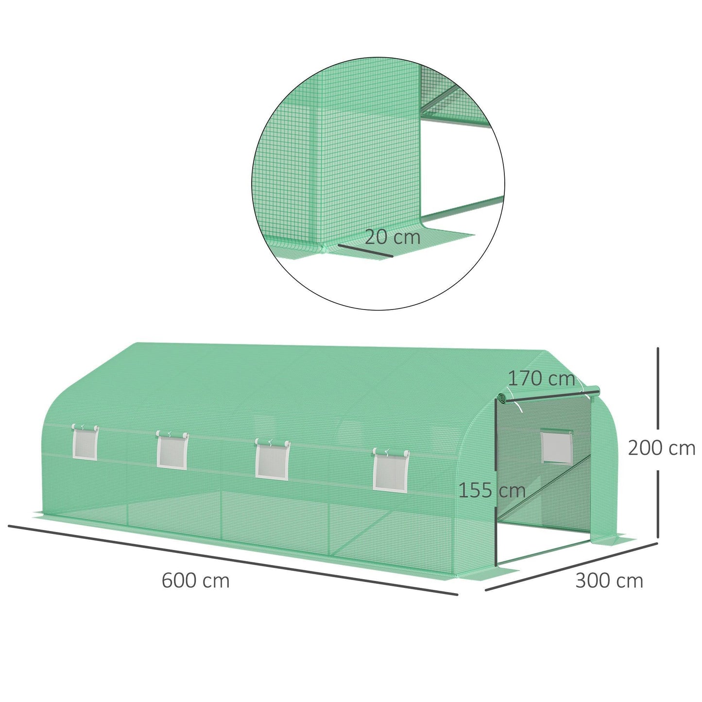 Outsunny Large 6x3m Metal Frame Greenhouse - ALL4U RETAILER LTD