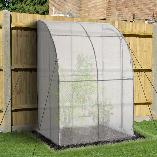 Outsunny Lean to Greenhouse with Zippered Door, 143x118x212cm - ALL4U RETAILER LTD