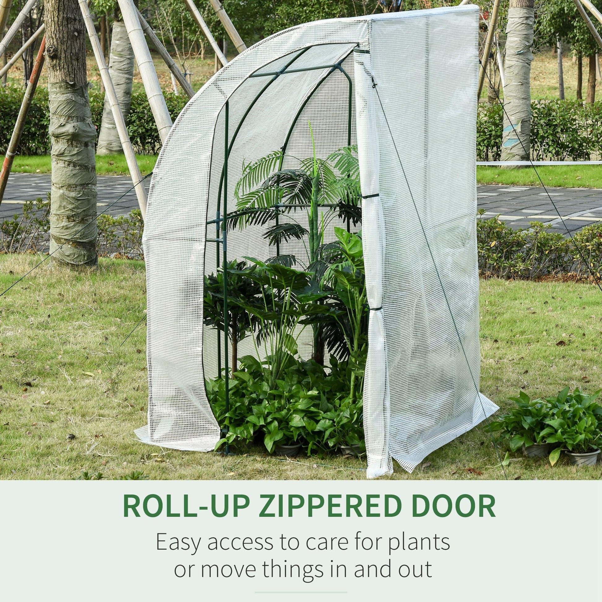 Outsunny Lean to Greenhouse with Zippered Door, 143x118x212cm - ALL4U RETAILER LTD