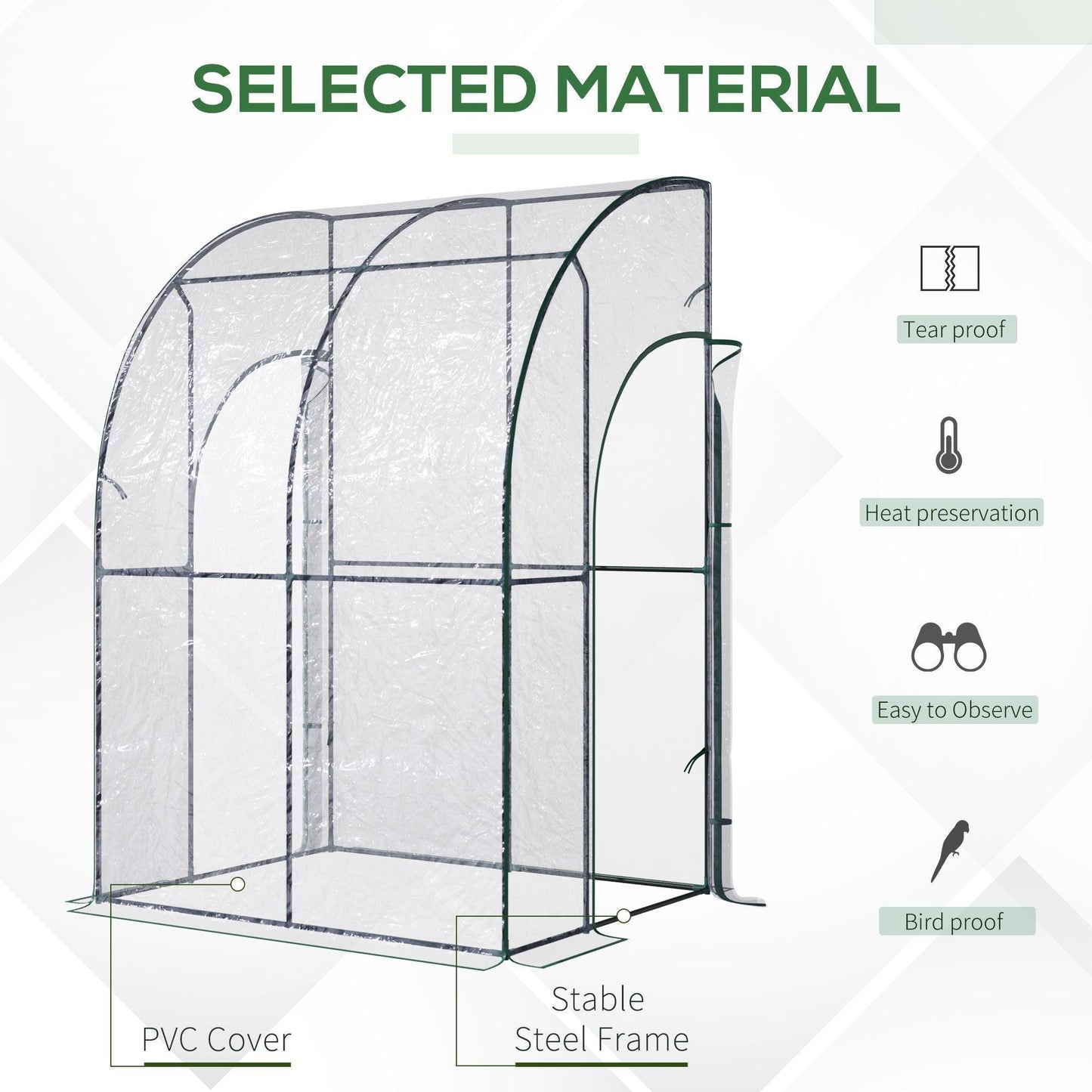 Outsunny Lean-to Greenhouse with Zippered Door - ALL4U RETAILER LTD