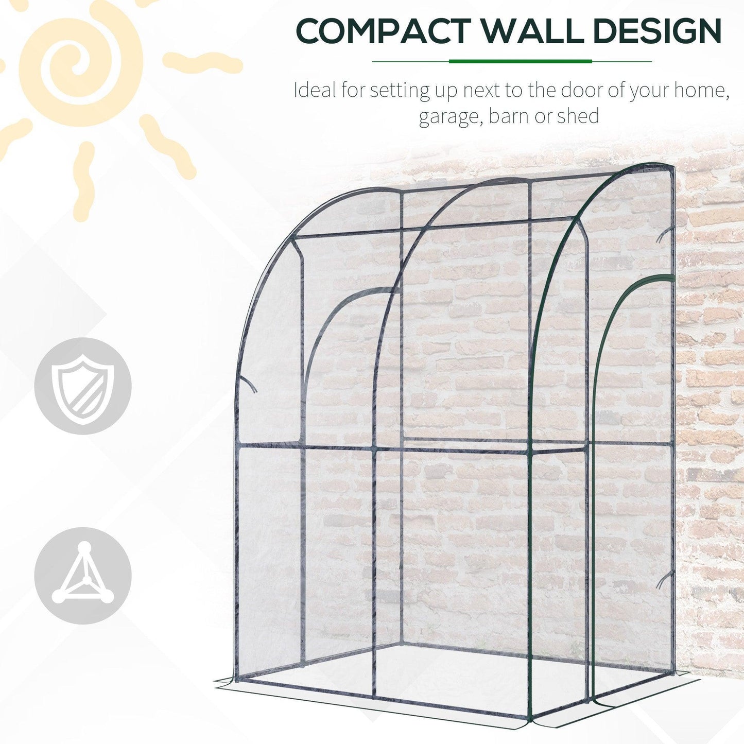 Outsunny Lean-to Greenhouse with Zippered Door - ALL4U RETAILER LTD