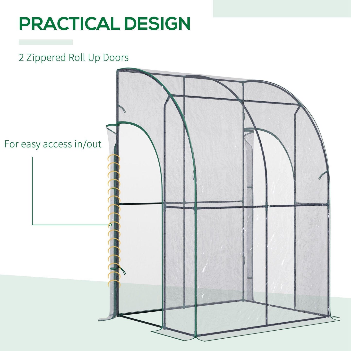 Outsunny Lean-to Greenhouse with Zippered Door - ALL4U RETAILER LTD