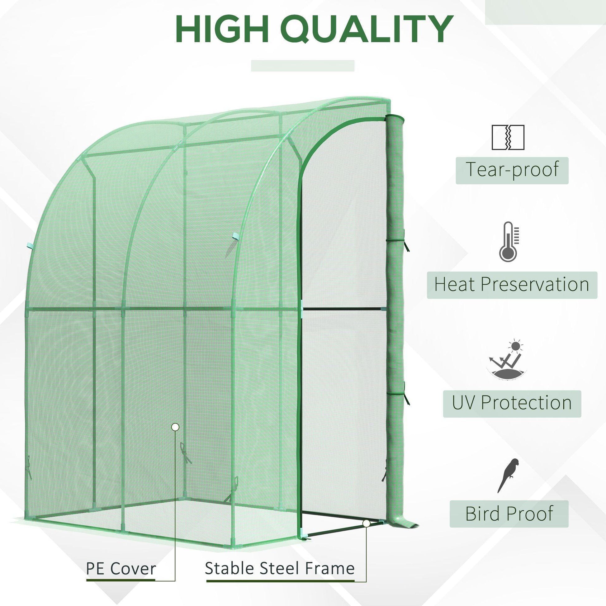 Outsunny Lean-to Wall Greenhouse - Compact & Durable - ALL4U RETAILER LTD