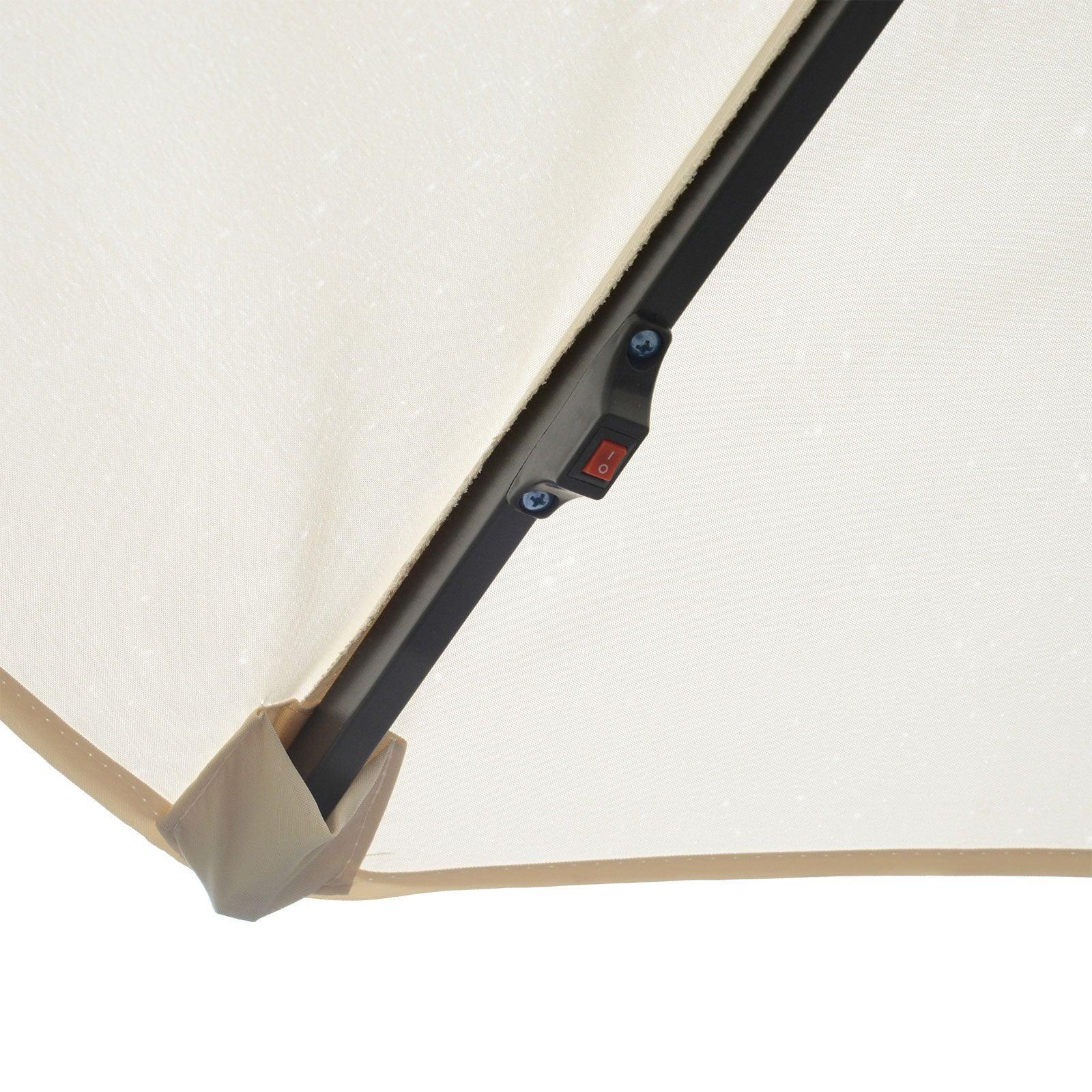 Outsunny LED Cantilever Garden Umbrella with Solar Lights, White - ALL4U RETAILER LTD