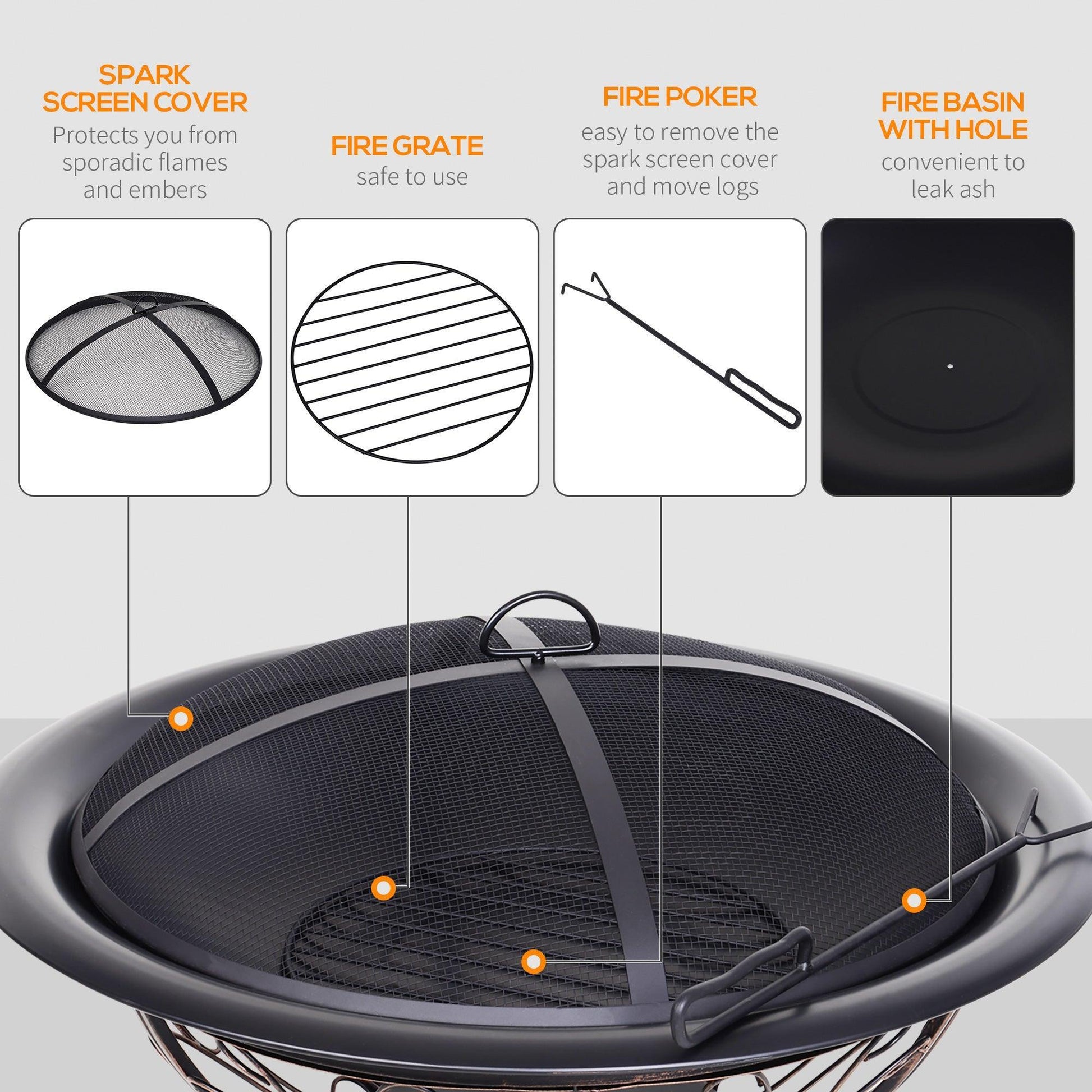 Outsunny Lift-Top Steel Firepit: Simplified. - ALL4U RETAILER LTD