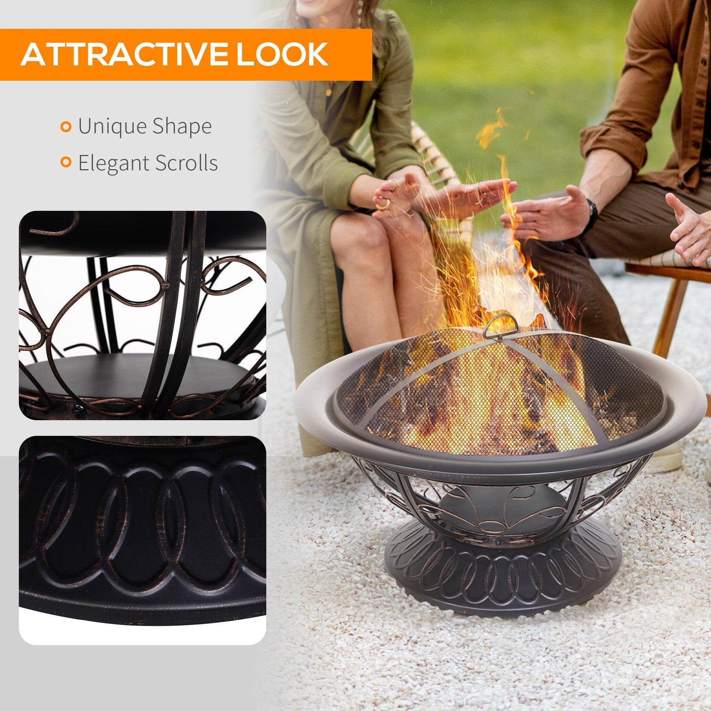 Outsunny Lift-Top Steel Firepit: Simplified. - ALL4U RETAILER LTD