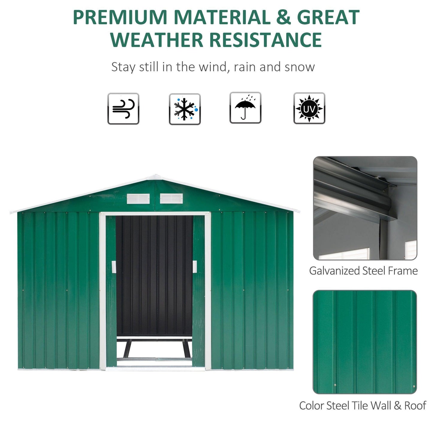 Outsunny Large Lockable Garden Shed: Patio Tool Metal Storage - ALL4U RETAILER LTD