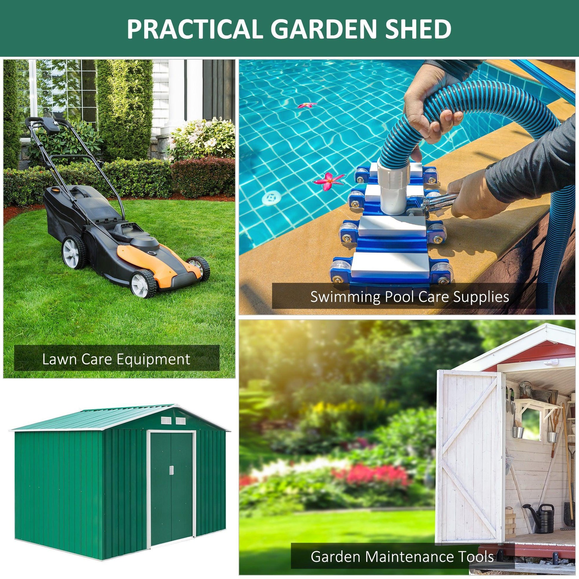 Outsunny Large Lockable Garden Shed: Patio Tool Metal Storage - ALL4U RETAILER LTD