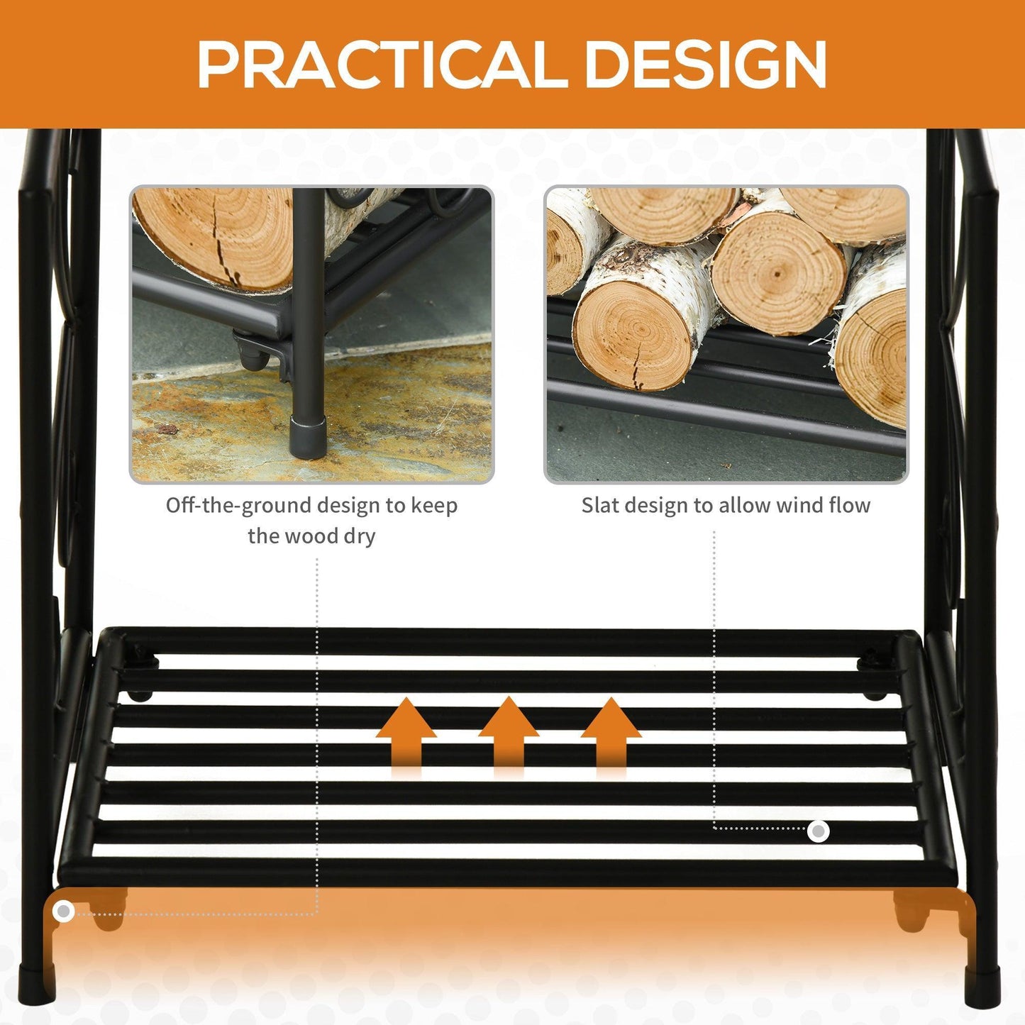 Outsunny Log Rack: Convenient Indoor/Outdoor Firewood Holder - ALL4U RETAILER LTD