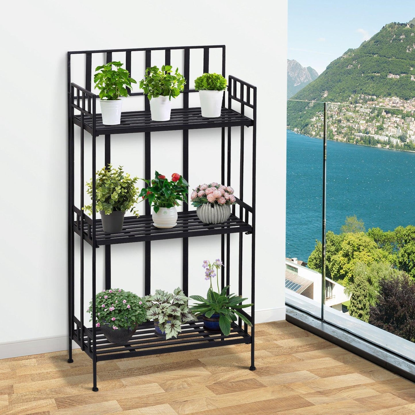 Outsunny Metal 3-Tier Garden Stand: Versatile Flower Display Rack - ALL4U RETAILER LTD