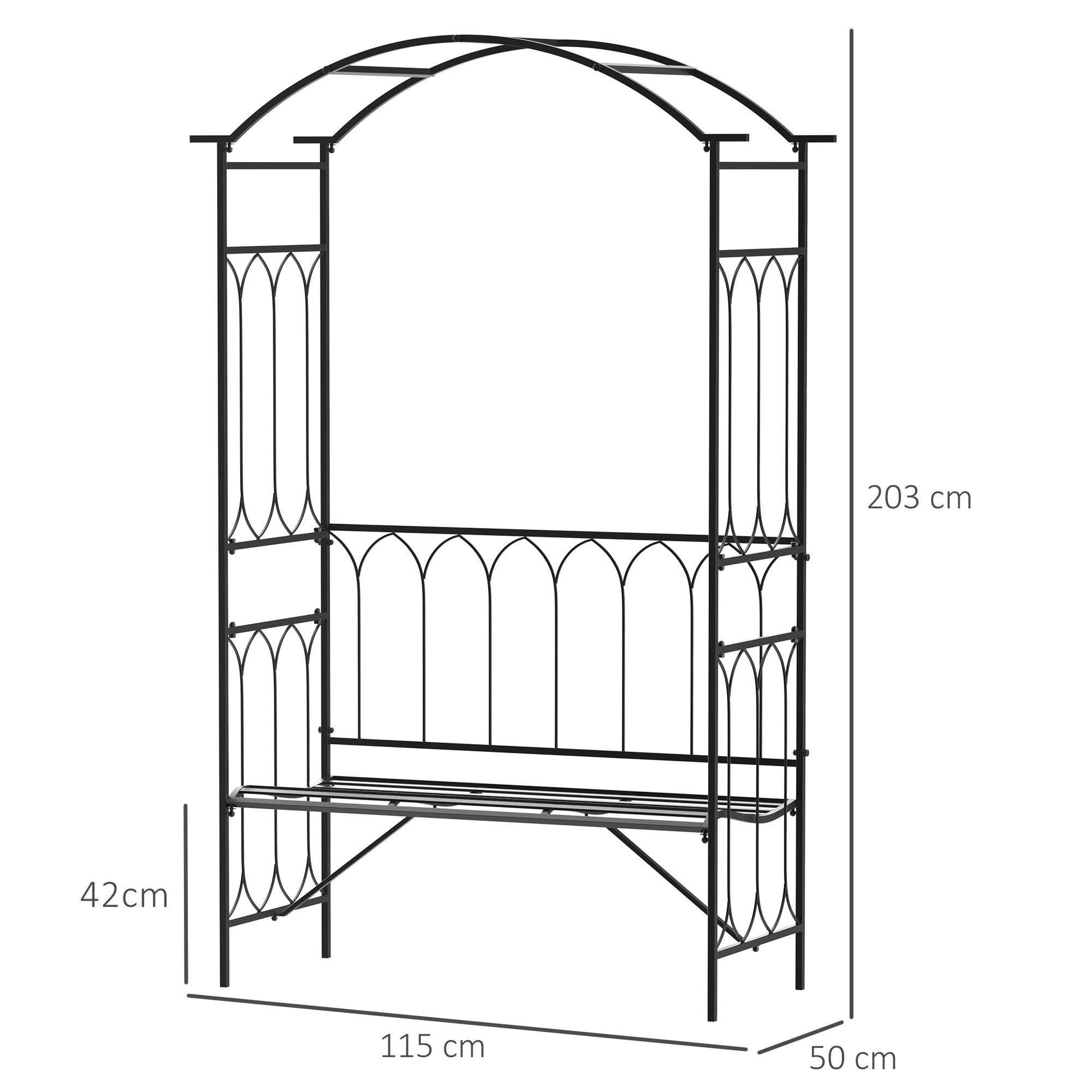 Outsunny Metal Arch Bench - Elegant Patio Seating - ALL4U RETAILER LTD