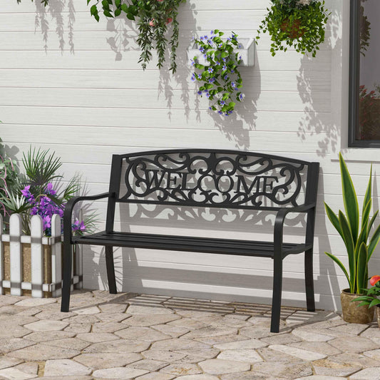 Outsunny Metal Garden Bench: Outdoor 2-Seater Patio - ALL4U RETAILER LTD