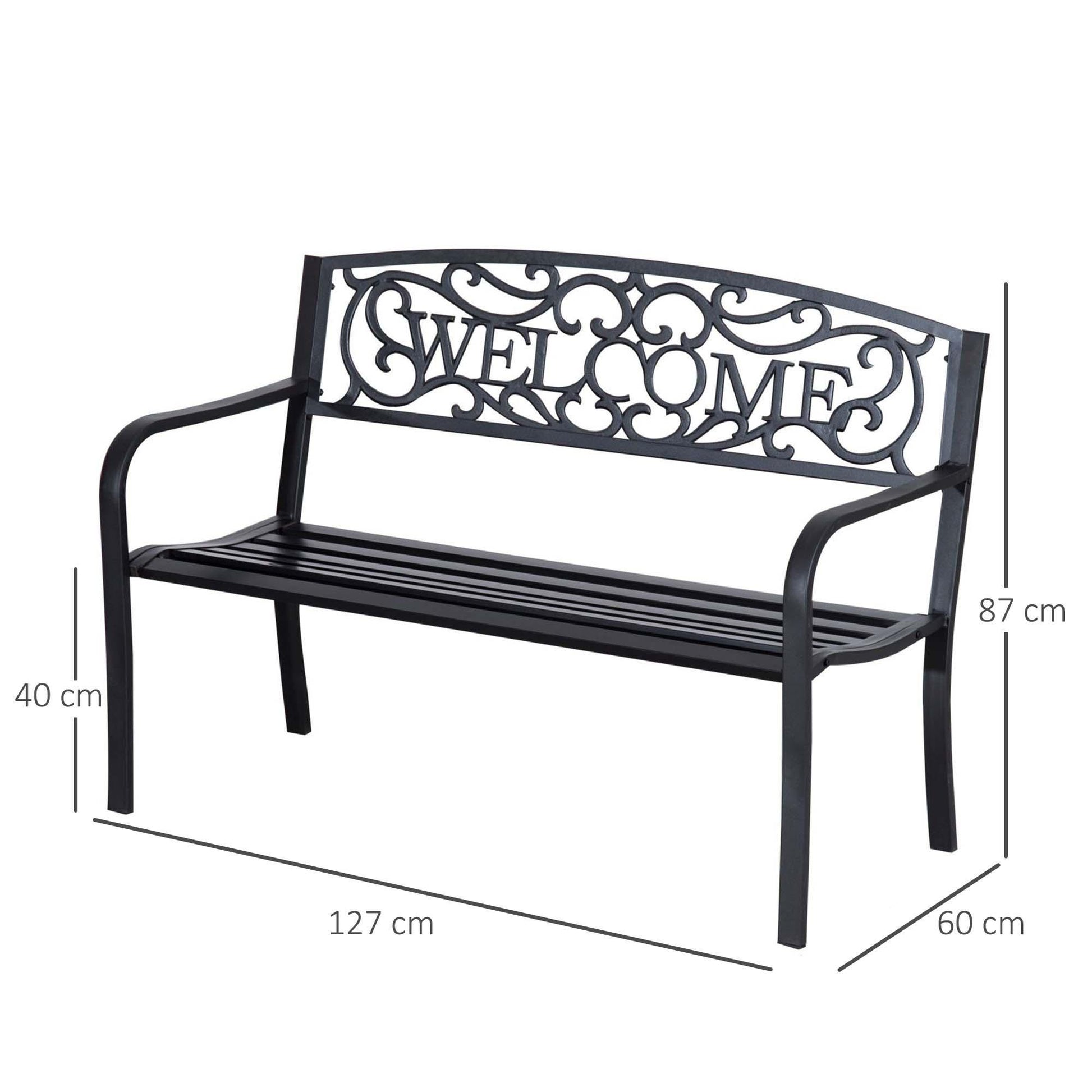 Outsunny Metal Garden Bench: Outdoor 2-Seater Patio - ALL4U RETAILER LTD