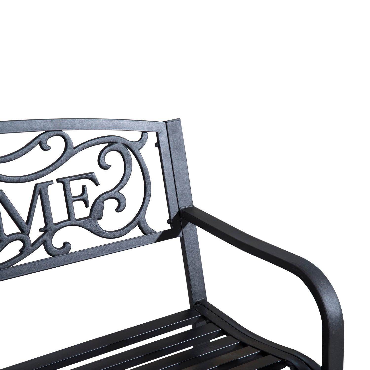 Outsunny Metal Garden Bench: Outdoor 2-Seater Patio - ALL4U RETAILER LTD