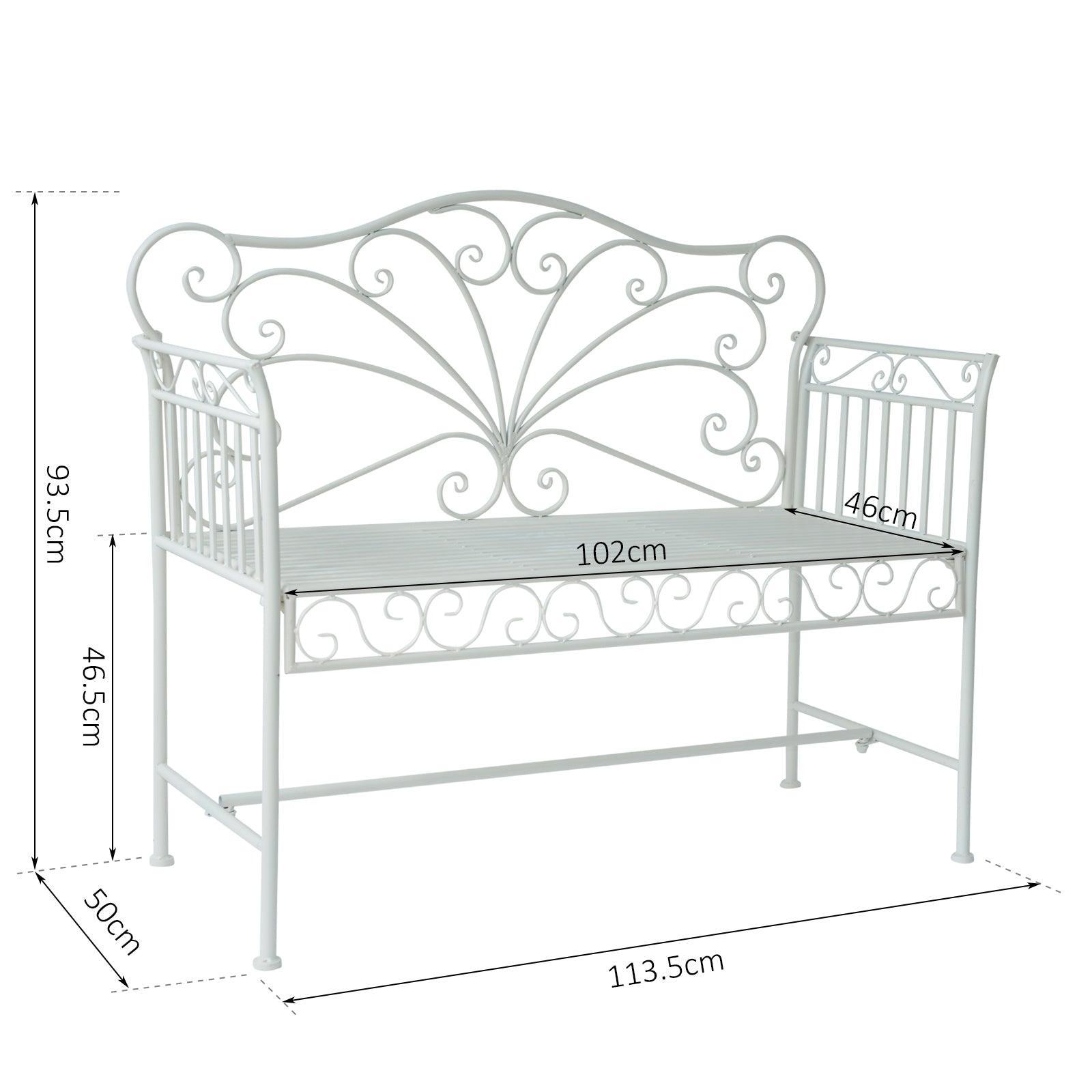 Outsunny Metal Garden Bench – White Finish - ALL4U RETAILER LTD