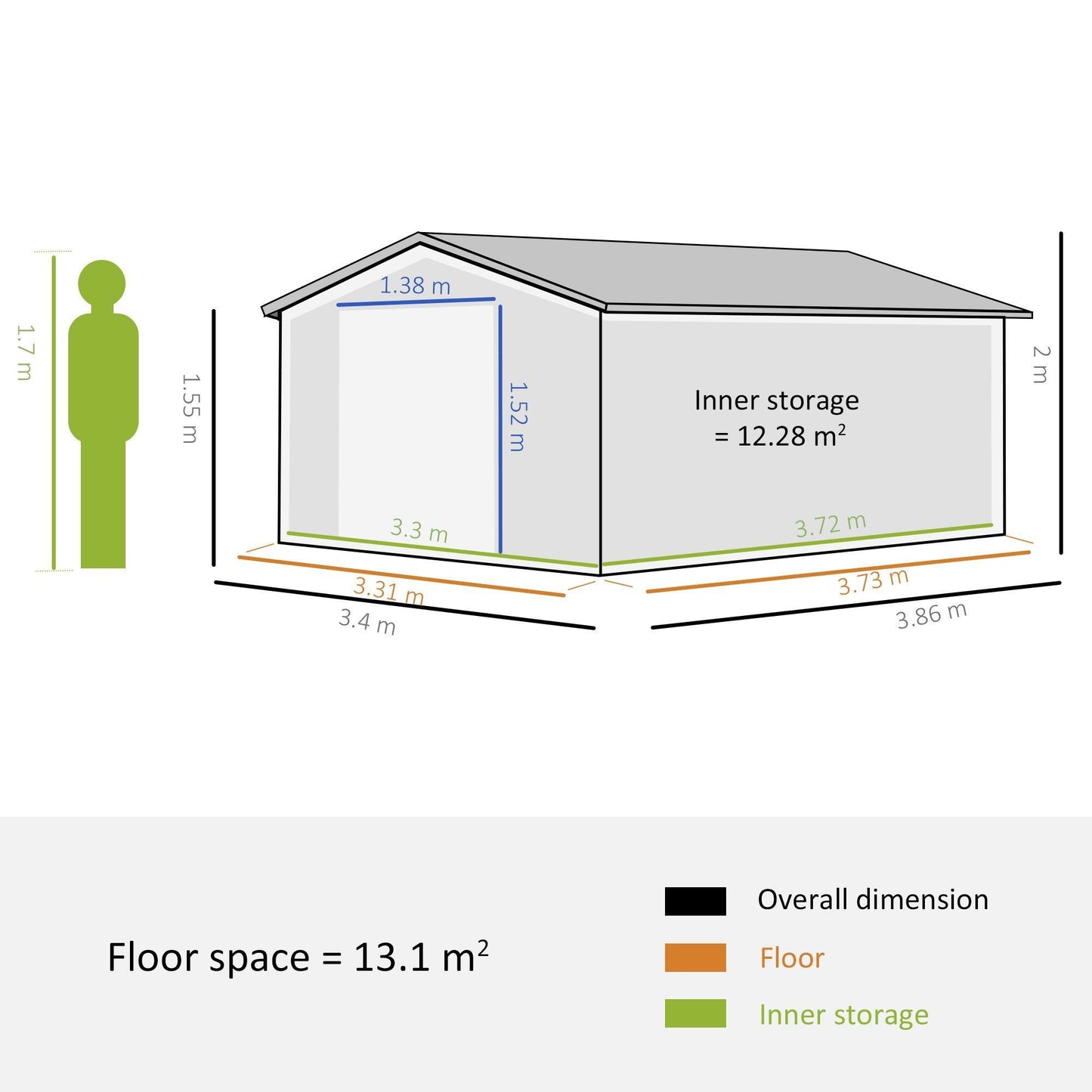 Outsunny Metal Garden Shed with Sliding Door, Deep Green - ALL4U RETAILER LTD