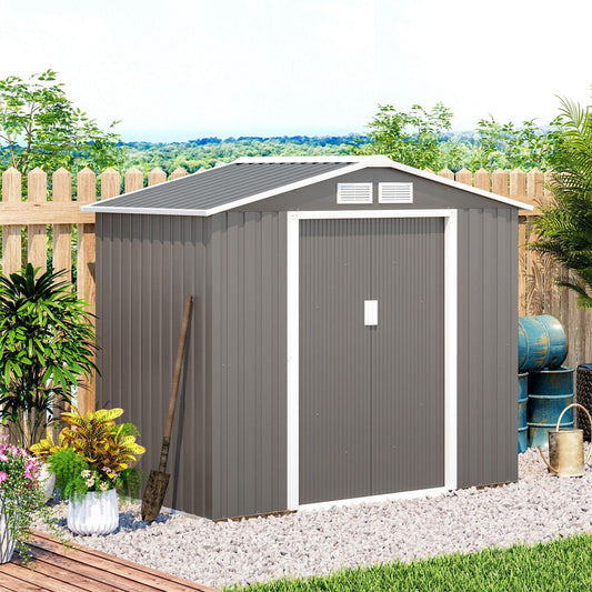 Outsunny Metal Garden Storage Shed - 7ft x 4ft - ALL4U RETAILER LTD