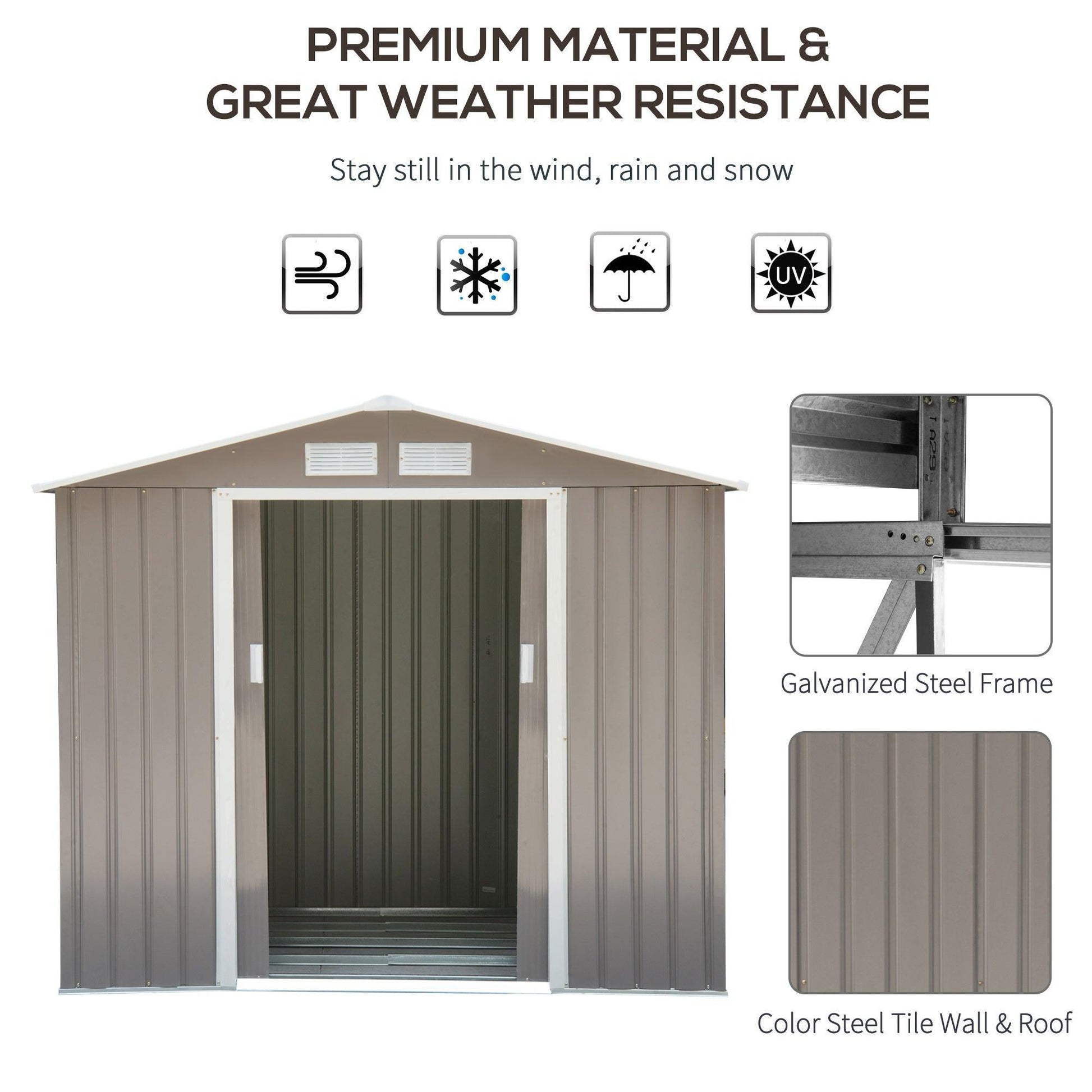 Outsunny Metal Garden Storage Shed - 7ft x 4ft - ALL4U RETAILER LTD