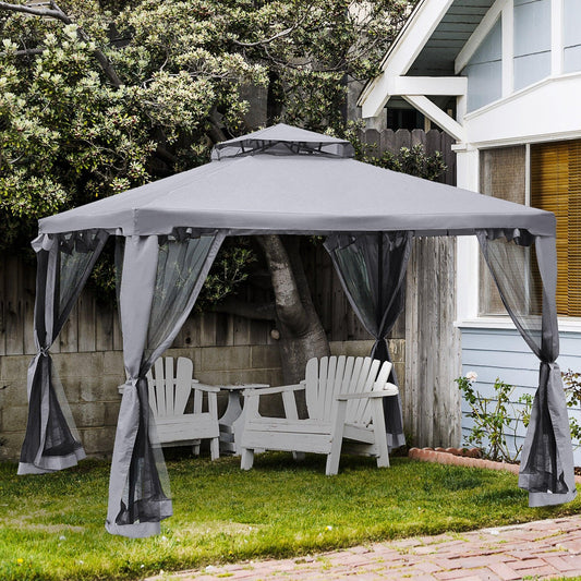 Outsunny Metal Gazebo - 3x3m Roof Tent - ALL4U RETAILER LTD