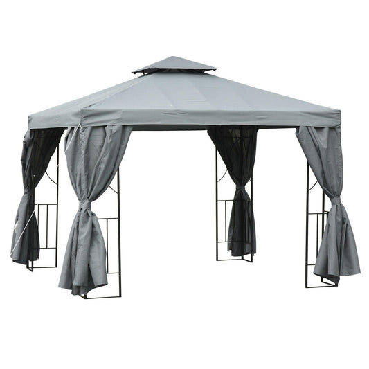 Outsunny Metal Gazebo Canopy - Dark Grey - ALL4U RETAILER LTD