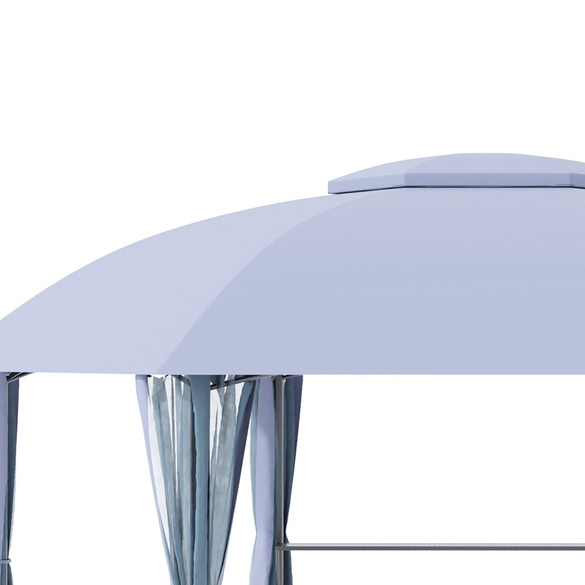 Outsunny Metal Gazebo with 2 Tier Roof - Hexagon Shape, Grey - ALL4U RETAILER LTD