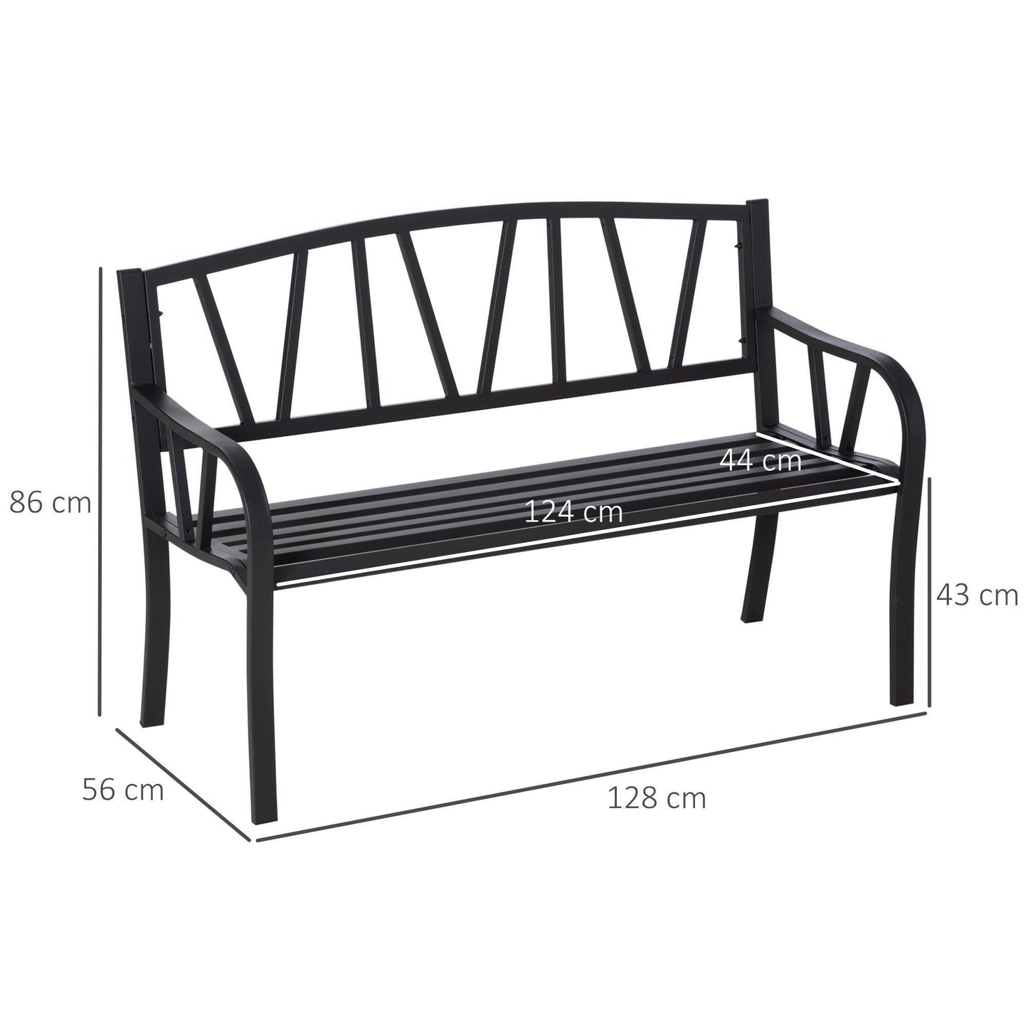 Outsunny Metal Loveseat for Patio - 2-Seater Garden Bench - ALL4U RETAILER LTD