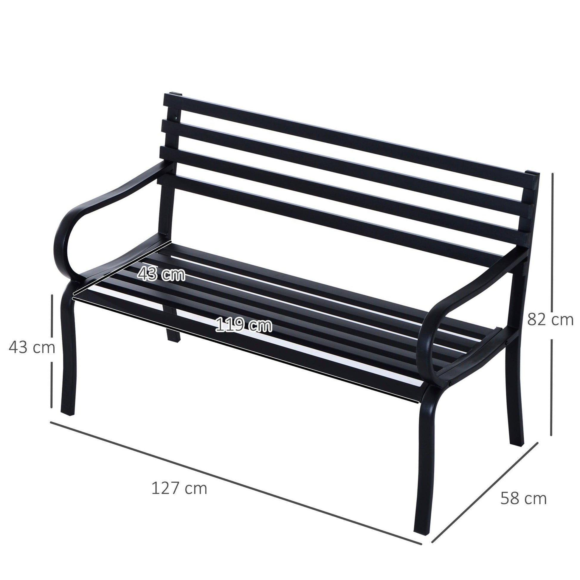 Outsunny Metal Outdoor Bench Loveseat - ALL4U RETAILER LTD