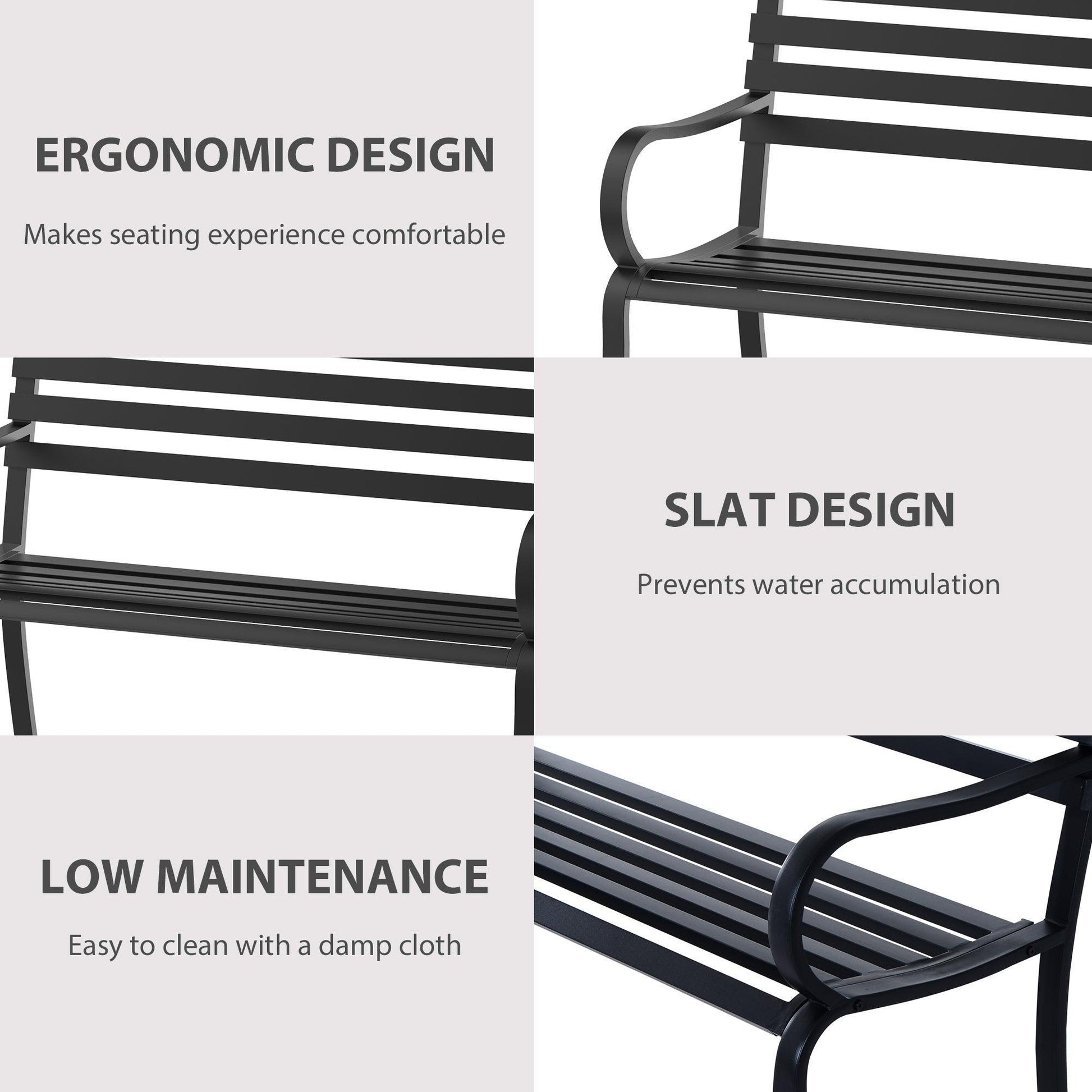 Outsunny Metal Outdoor Bench Loveseat - ALL4U RETAILER LTD